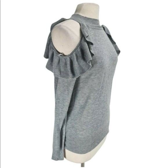 Grey Open Shoulder Sweater - Picture 2 of 5